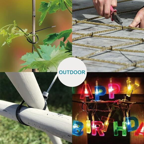 Zip Ties Assorted Sizes(4”+6”+8”+12”), 400 Pack, 4+6+8+12 (400 Pack), Black - Picture 6 of 7